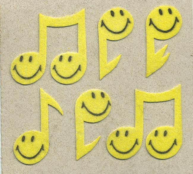 Roll of Furrie Stickers - Smiley Musical Notes