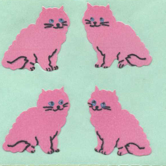 Roll of Paper Stickers - Pink Cats