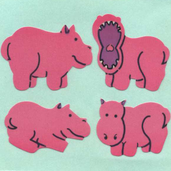Roll of Paper Stickers - Hippos
