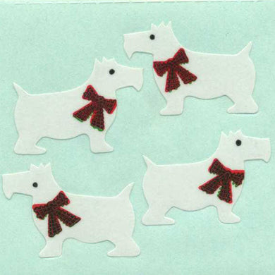 Roll of Paper Stickers - White Scottie Dogs