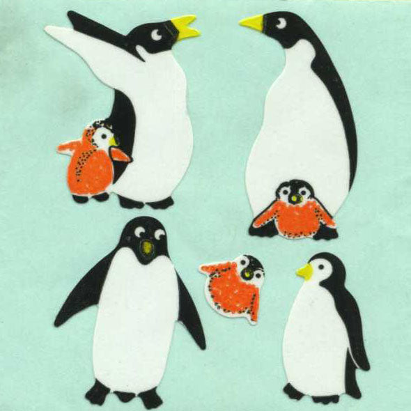 Roll of Paper Stickers - Penguin Family