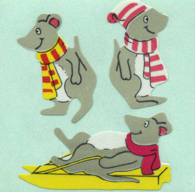 Roll of Paper Stickers - Winter Mice
