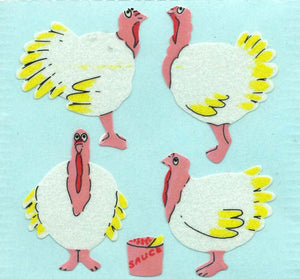 Roll of Paper Stickers - Turkeys