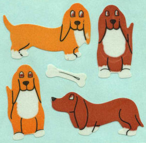 Roll of Paper Stickers - Basset Hounds