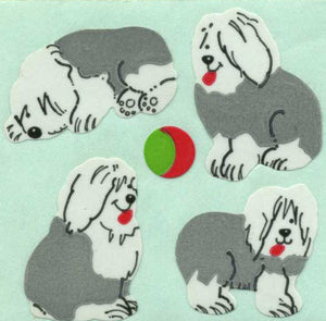 Roll of Paper Stickers - Sheepdog Puppies