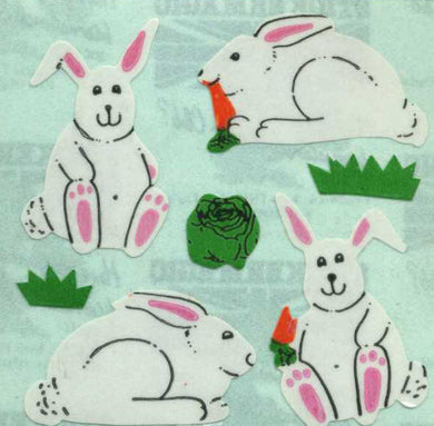 Roll of Paper Stickers - Bunny Rabbits & Carrot