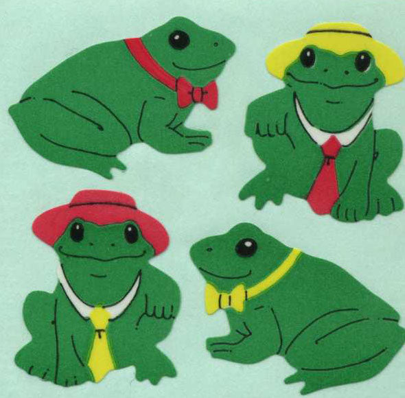 Roll of Paper Stickers - Frogs with Hats