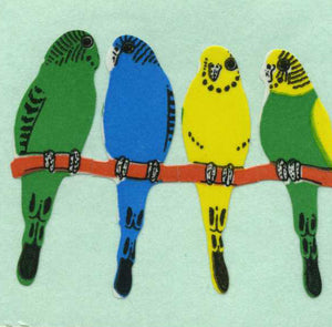 Pack of Paper Stickers - Budgies On Perch
