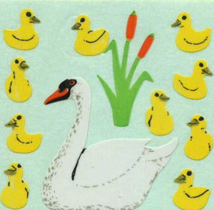 Roll of Paper Stickers - Swans And Cygnets