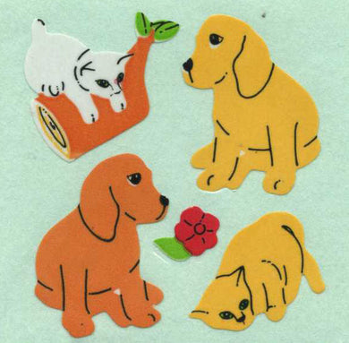 Roll of Paper Stickers - Puppies & Kittens