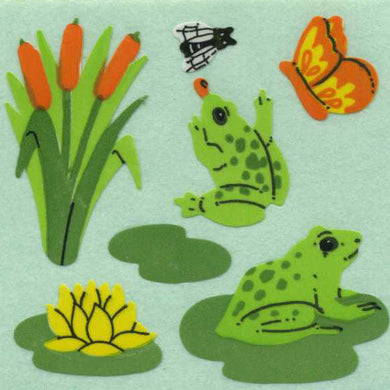 Roll of Paper Stickers - Frogs on Lily Pads