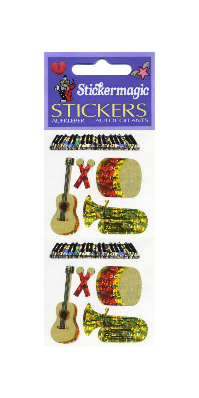 Pack of Prismatic Stickers - Drum, Piano and Guitar