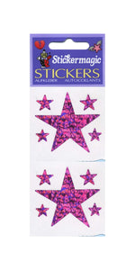 Pack of Prismatic Stickers - 5 Pink Stars