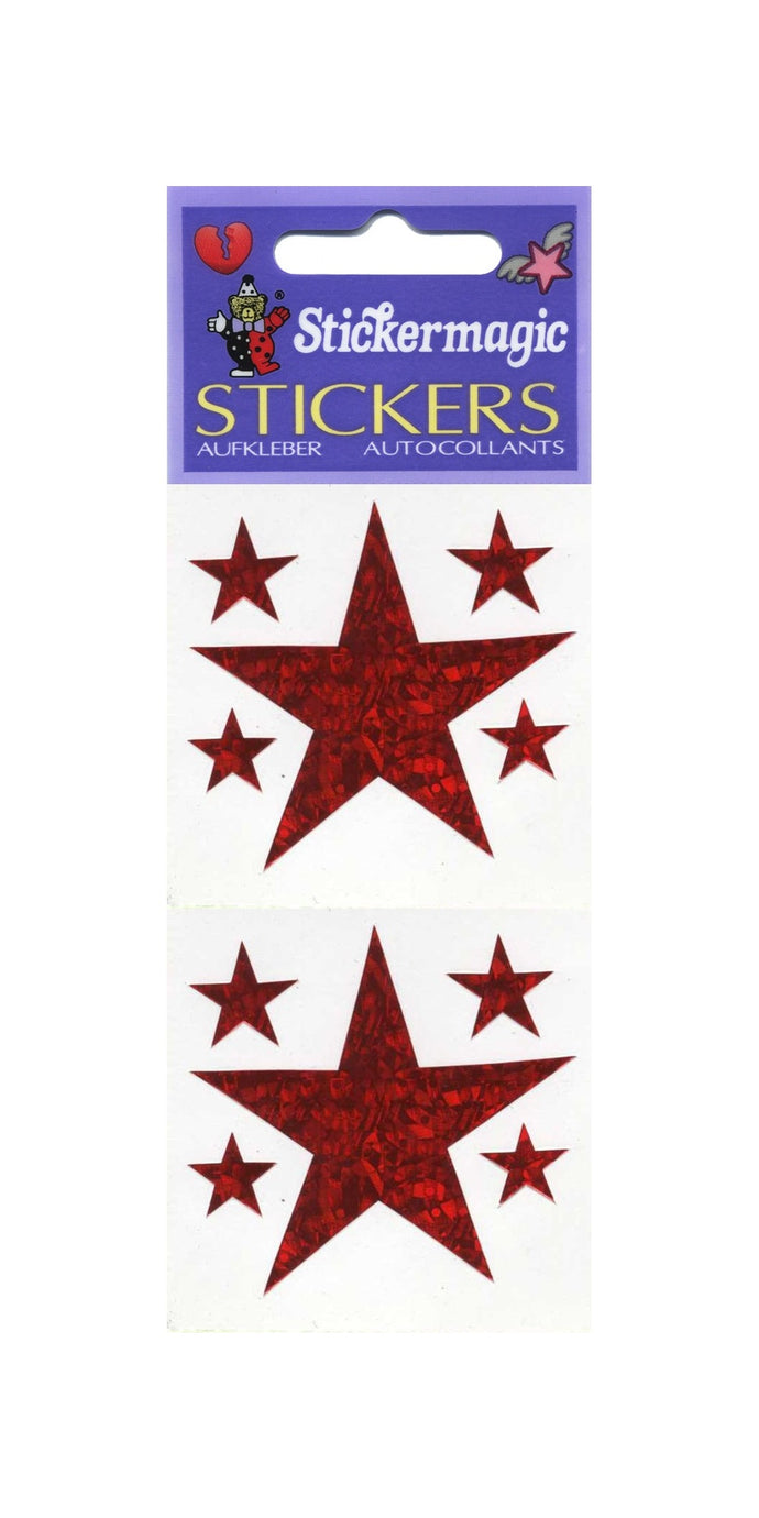 Pack of Prismatic Stickers - 5 Red Stars