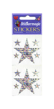 Load image into Gallery viewer, Pack of Prismatic Stickers - 5 Silver Stars