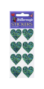 Pack of Prismatic Stickers - 4 Turquoise Hearts