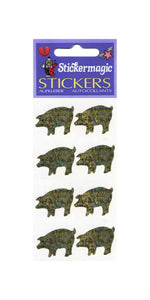 Pack of Sparkly Prismatic Stickers - 4 Pigs