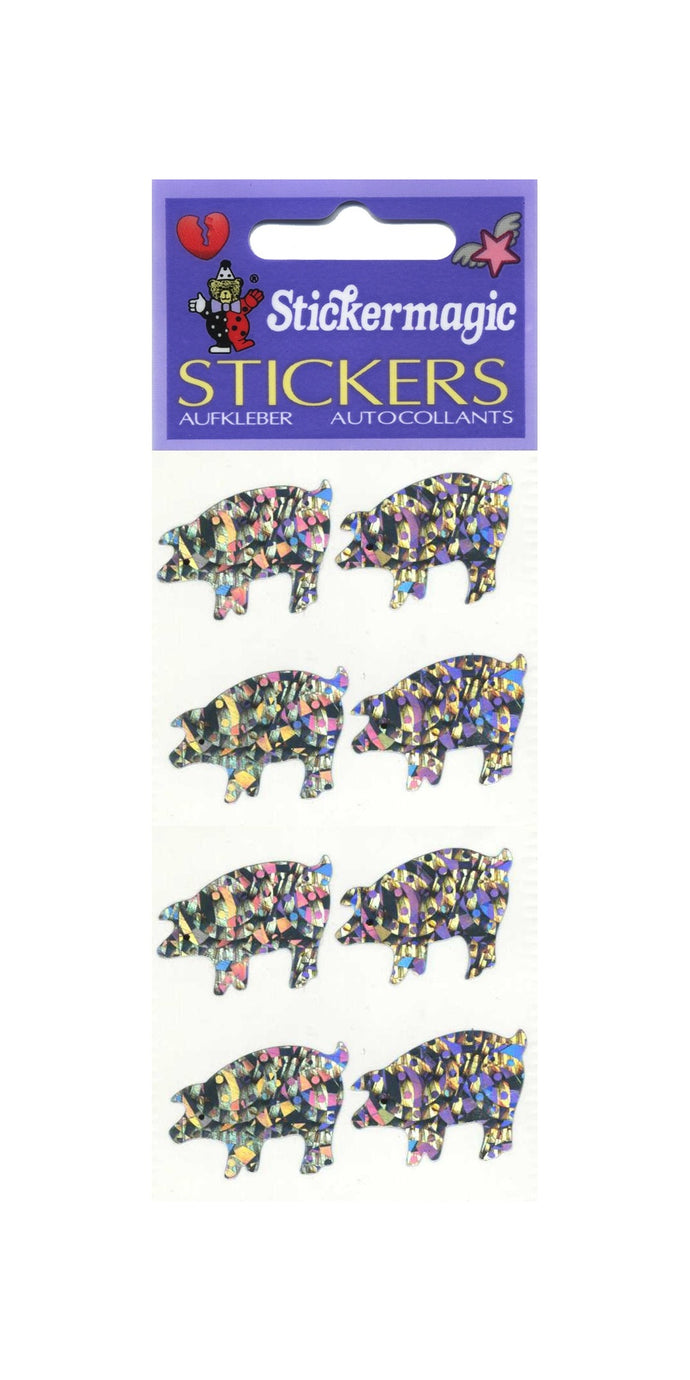 Pack of Prismatic Stickers - 4 Silver Pigs