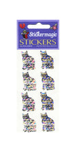 Load image into Gallery viewer, Pack of Prismatic Stickers - 4 Silver Cats