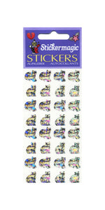 Pack of Sparkly Prismatic Stickers - 16 Cats