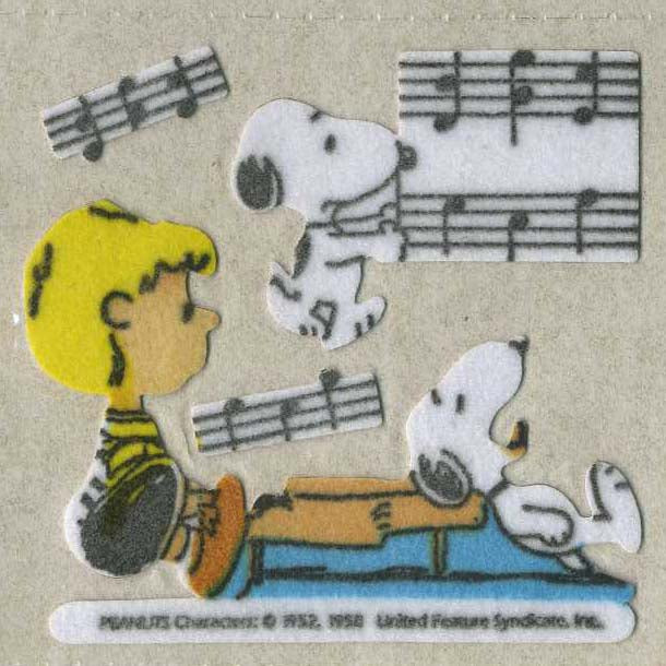 Roll of Furrie Stickers - Snoopy with Schroeder and Piano