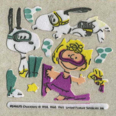 Roll of Furrie Stickers - Snoopy and Sally Diving