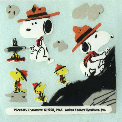 Roll of Paper Stickers - Snoopy and Woodstock Camping