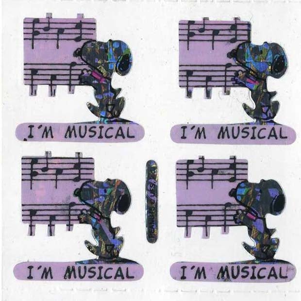 Roll of Prismatic Stickers - Snoopy I'm Musical