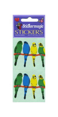 Pack of Paper Stickers - Budgies On Perch