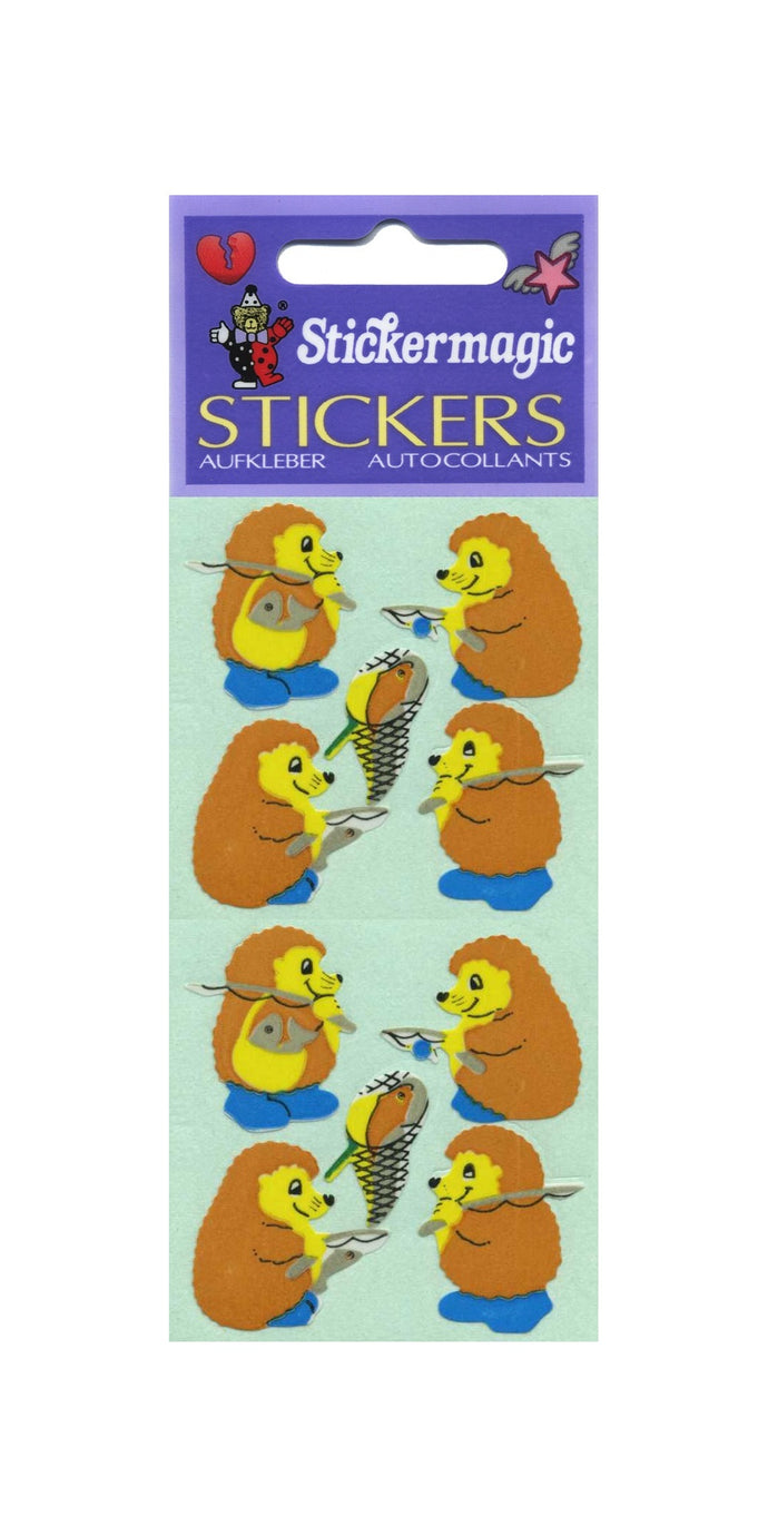 Pack of Paper Stickers - Fishing Hedgehogs